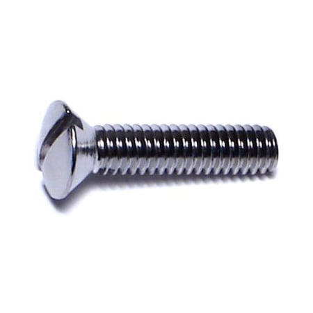 Midwest Fastener #8-32 x 3/4 in Slotted Oval Machine Screw, Chrome Plated Brass, 15 PK 70142